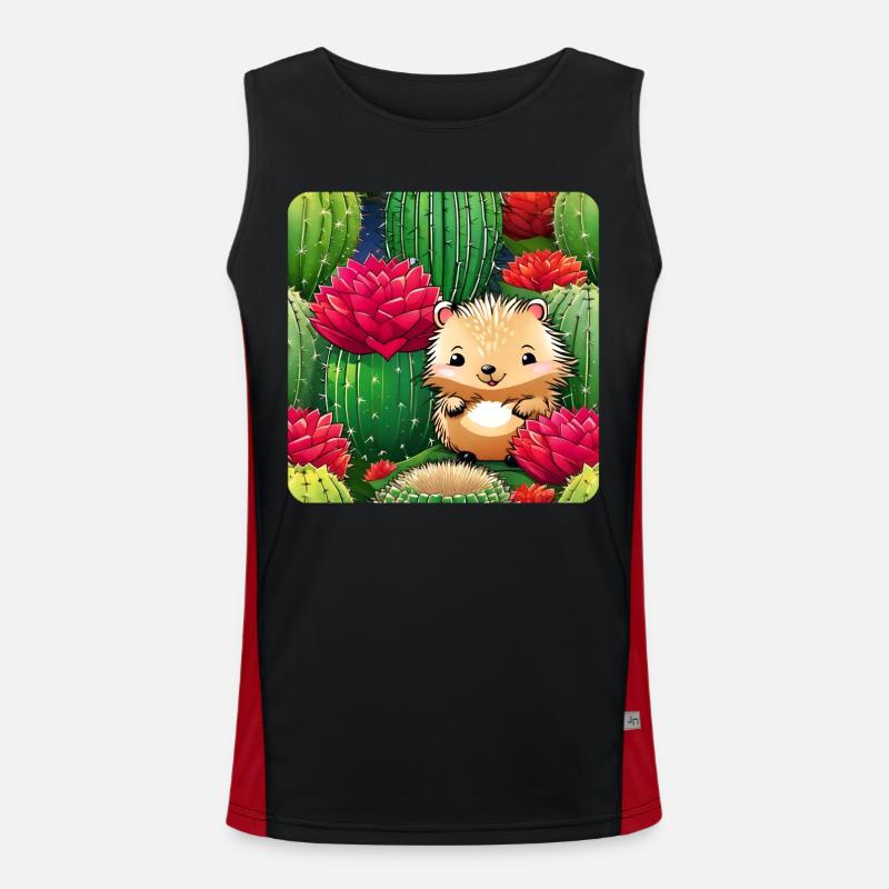 Hérisson mignon dans un champ de cactus Débardeur respirant contrasté Homme 