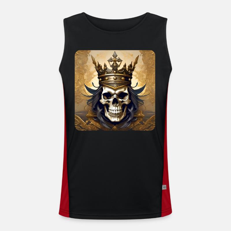 Grinning skull with crown Men's Functional Contrast Tank Top 