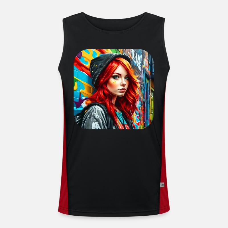 Cooles irisches rothaariges Mädchen Funktionelles Kontrast-Tank Top für Männer 