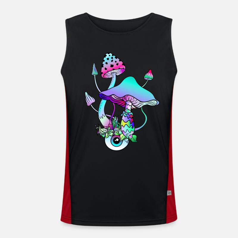Magic Mushrooms Psychedelic Art - Men's Functional Contrast Tank Top  - black/red