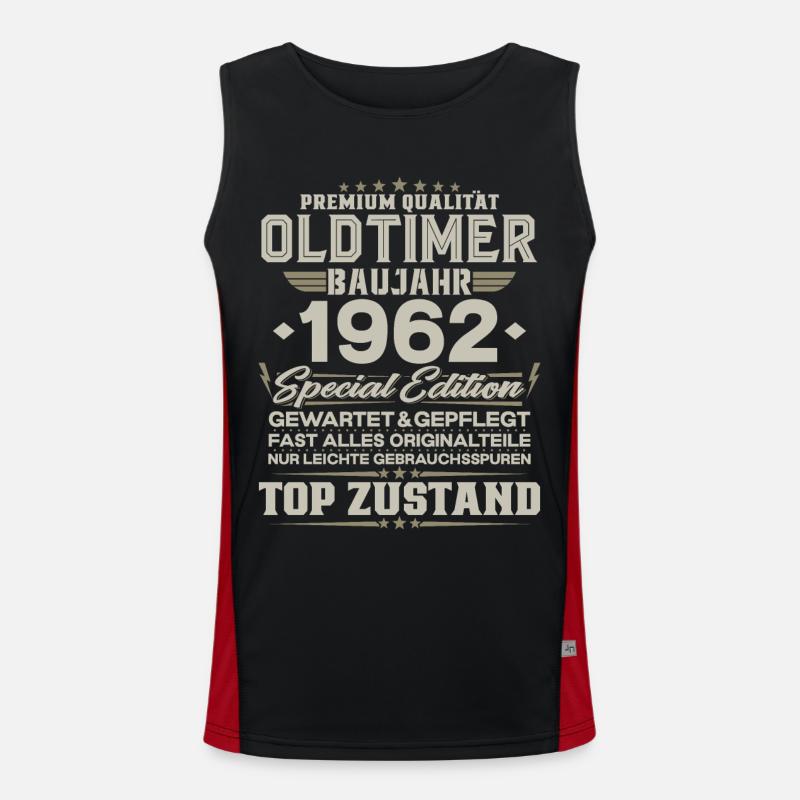 Oldtimer 1962 Jahrgang geboren Geburtstag Geschenk Funktionelles Kontrast-Tank Top für Männer 