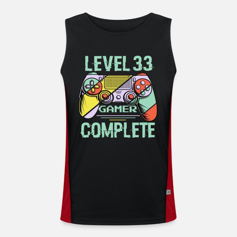 Level 33 Complete 33 Years Old Gamer Level 33 Complete Men's Functional Contrast Tank Top 