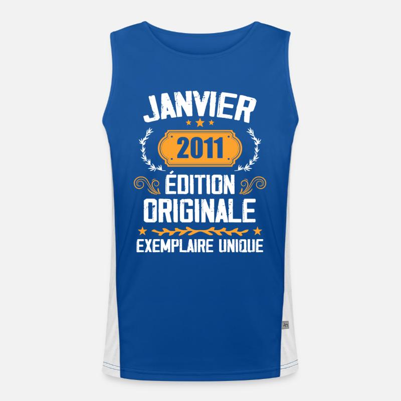 Jubiläum Vintage Geschenk Januar 2011 - 2011 Funktionelles Kontrast-Tank Top für Männer 