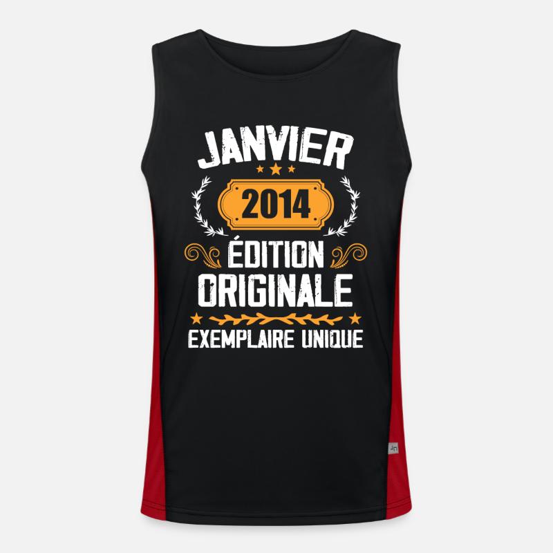 Anniversaire Cadeau Millésime Janvier 2014 - 2014 Débardeur respirant contrasté Homme 