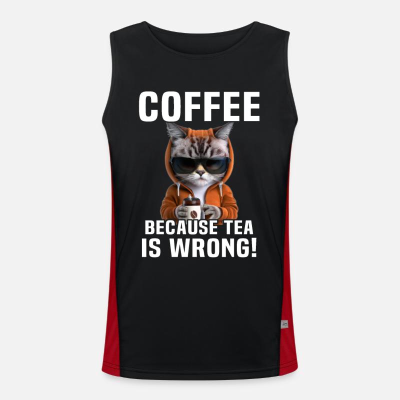 Kaffee Trinken Katze Tee Funktionelles Kontrast-Tank Top für Männer 