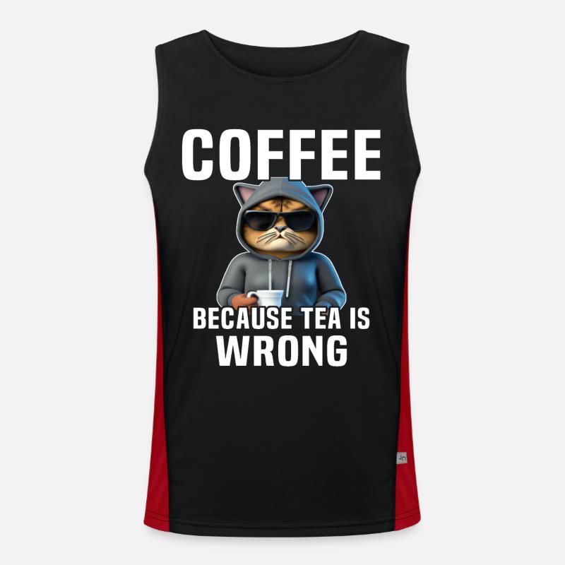 Kaffee Trinken Katze Tee Funktionelles Kontrast-Tank Top für Männer 