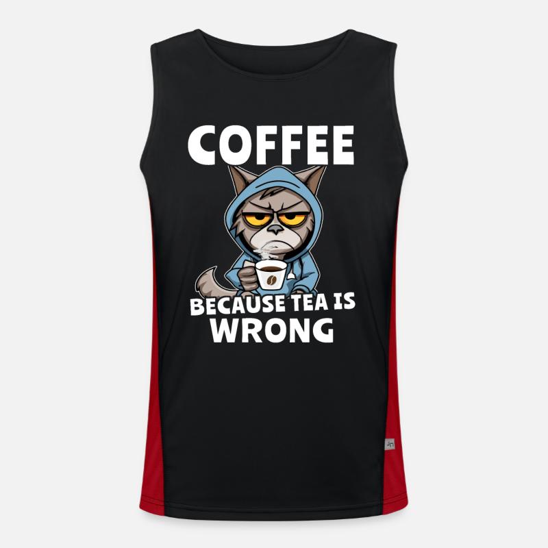 Kaffee Trinken Katze Tee Funktionelles Kontrast-Tank Top für Männer 