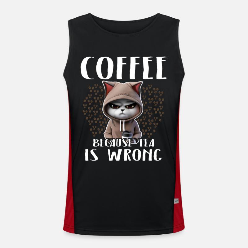 Kaffee Trinken Katze Tee Funktionelles Kontrast-Tank Top für Männer 