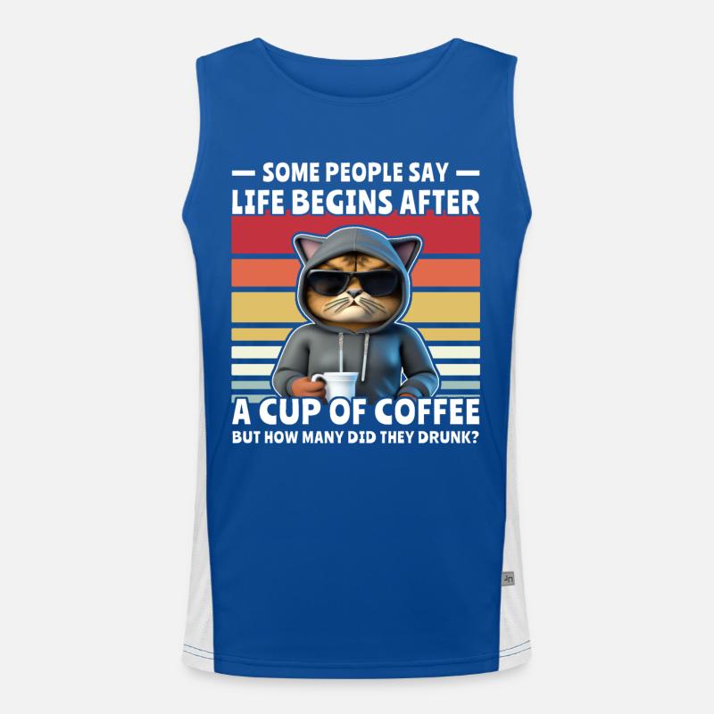 Café Retro Cat Débardeur respirant contrasté Homme 