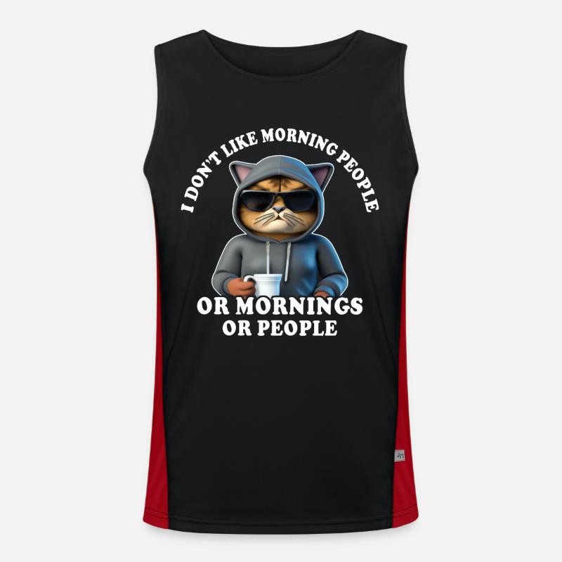 Morning grouch coffee drinker cat coffee Débardeur respirant contrasté Homme 