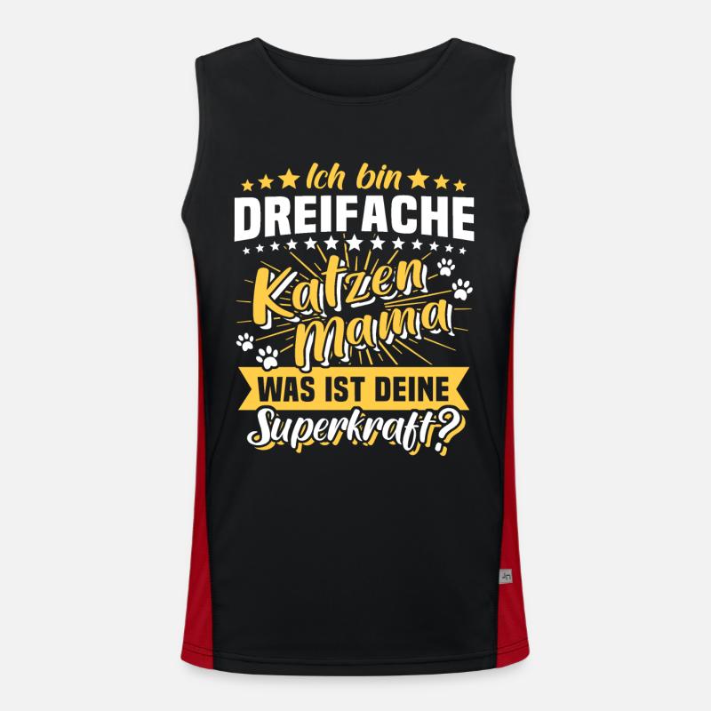 Dreifache Katzenmama Katze Mama Funktionelles Kontrast-Tank Top für Männer 