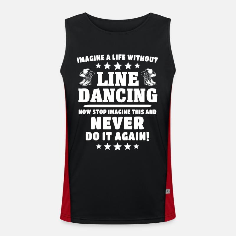 Line Dancing Line Dance - Men's Functional Contrast Tank Top  - black/red