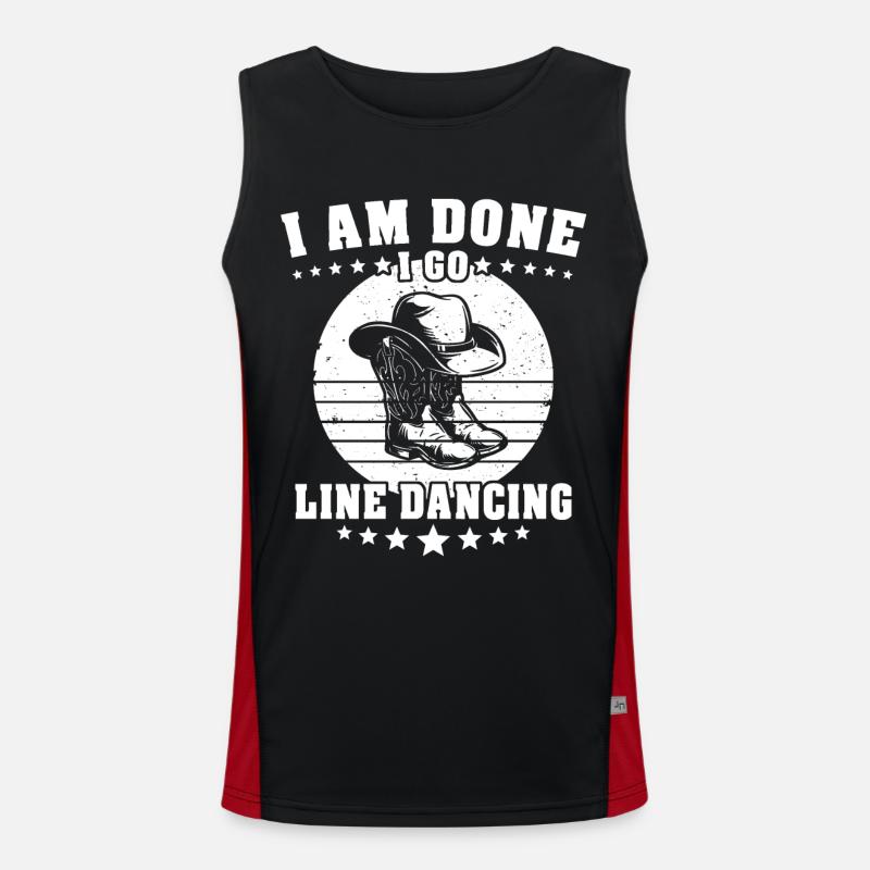 Line Dancing Line Dance - Men's Functional Contrast Tank Top - black/red