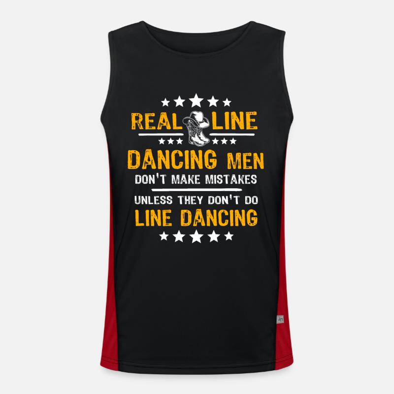 Line Dance Line Dancing - Men's Functional Contrast Tank Top  - black/red