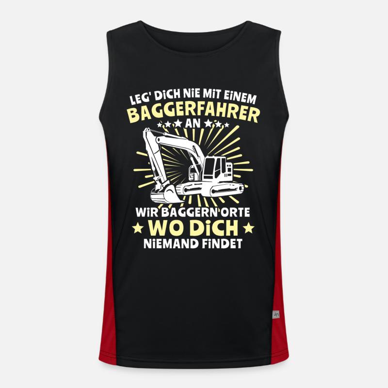 Baggerführer Bagger Baggerfahrer - Funktionelles Kontrast-Tank Top für Männer - Schwarz/Rot