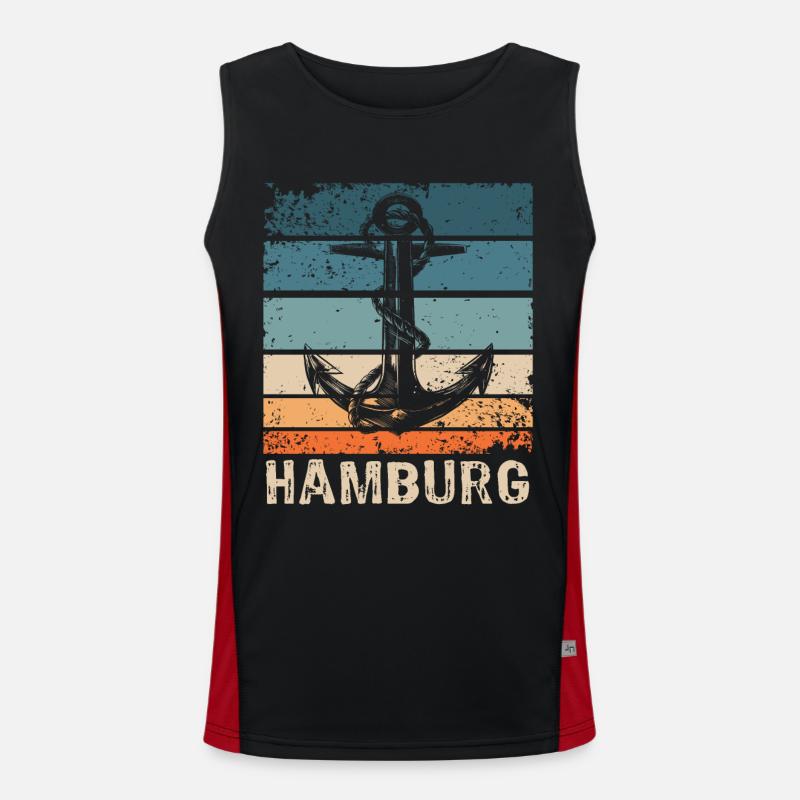 Hamburger Sprüche Hamburg Funktionelles Kontrast-Tank Top für Männer 