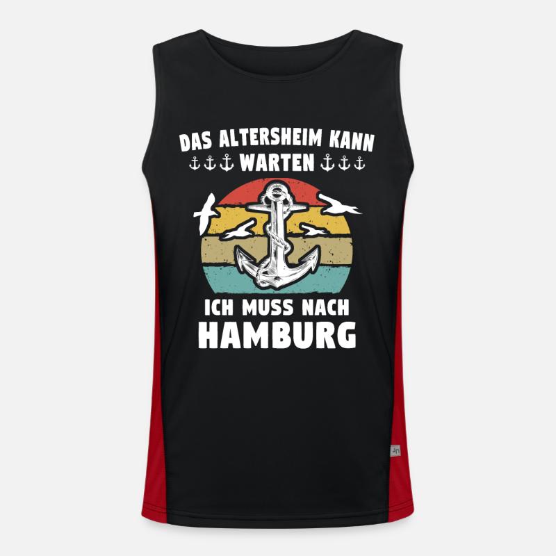 Hamburger Sprüche Hamburg Funktionelles Kontrast-Tank Top für Männer 