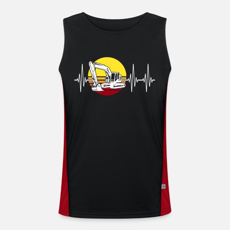 Bagger Herzlinie Baggerfahrer Funktionelles Kontrast-Tank Top für Männer 