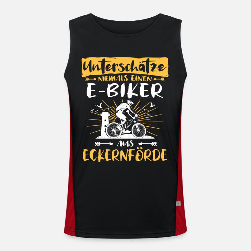Ebike Eckernförde Ebiking Eckernförderer E-Biker - Funktionelles Kontrast-Tank Top für Männer  - Schwarz/Rot