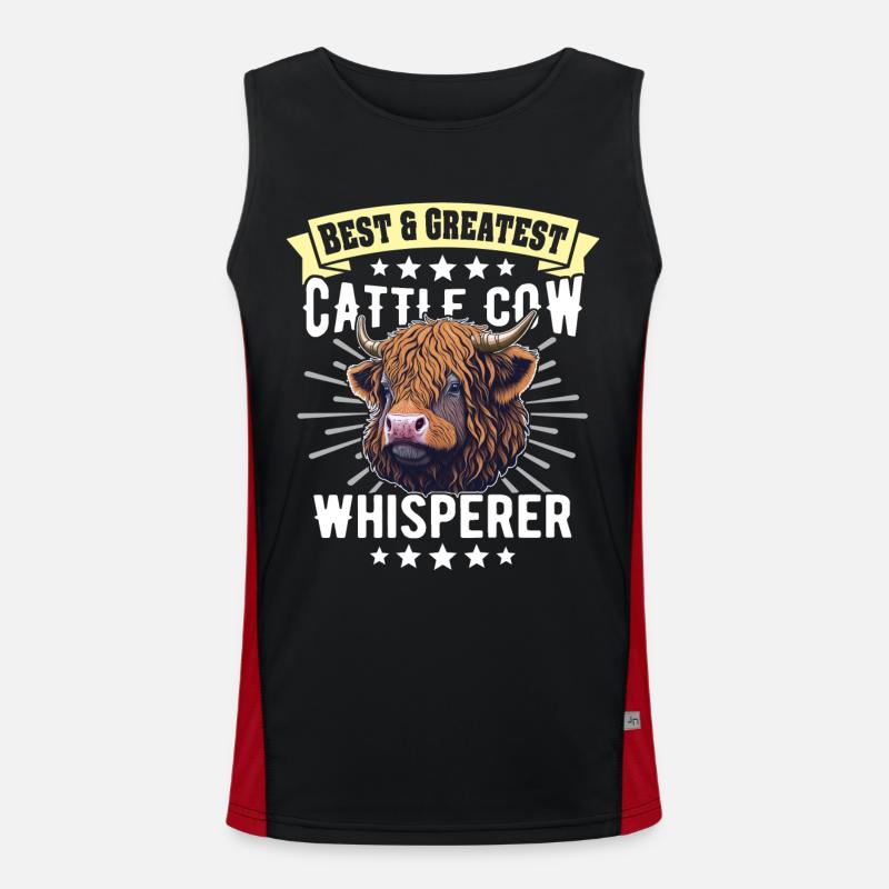 Highland cattle Cattle Cows - Men's Functional Contrast Tank Top  - black/red