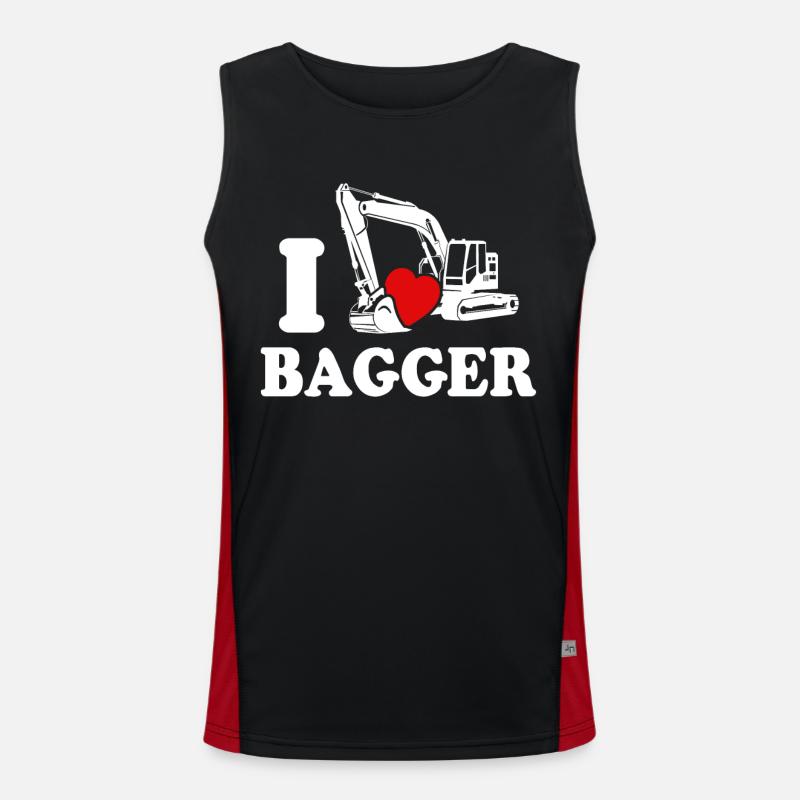 Baggerfahrer Ich Liebe Bagger Funktionelles Kontrast-Tank Top für Männer 
