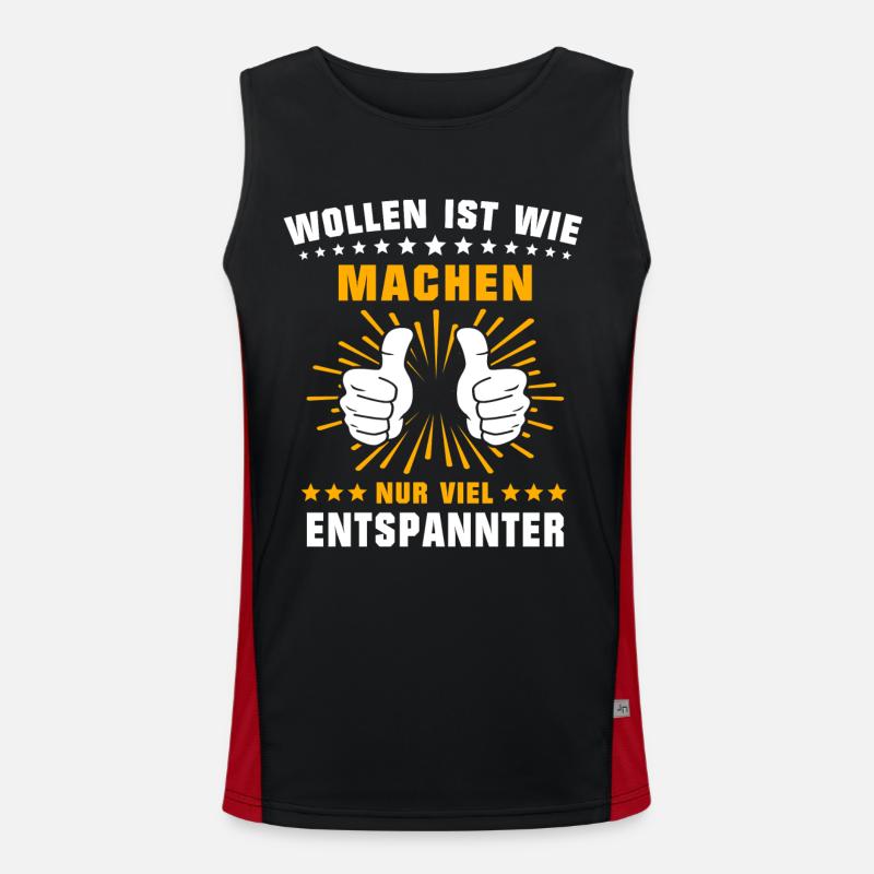Wollen Machen Chillen Funktionelles Kontrast-Tank Top für Männer 