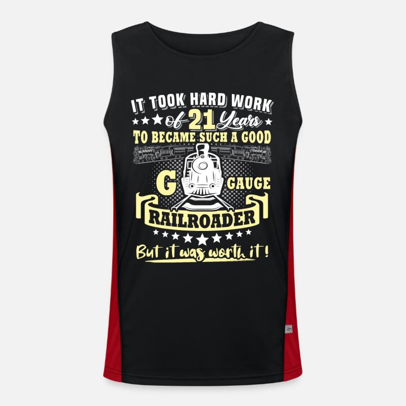 Gartenbahn 21. Geburtstag Garten Eisenbahn Spur G Funktionelles Kontrast-Tank Top für Männer 