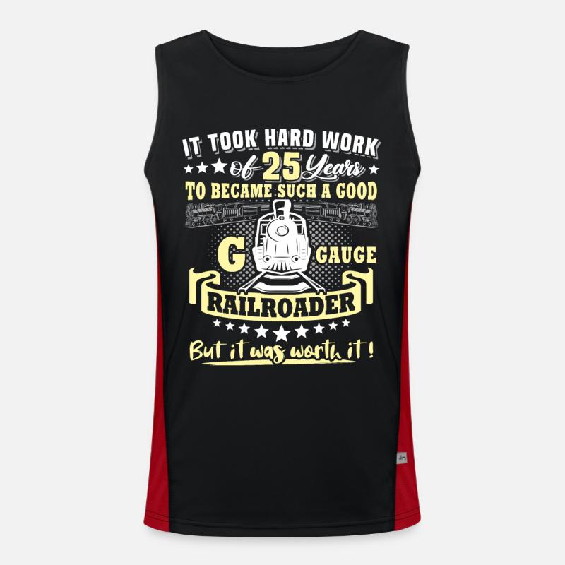 Gartenbahn 25. Geburtstag Garten Eisenbahn Spur G Funktionelles Kontrast-Tank Top für Männer 