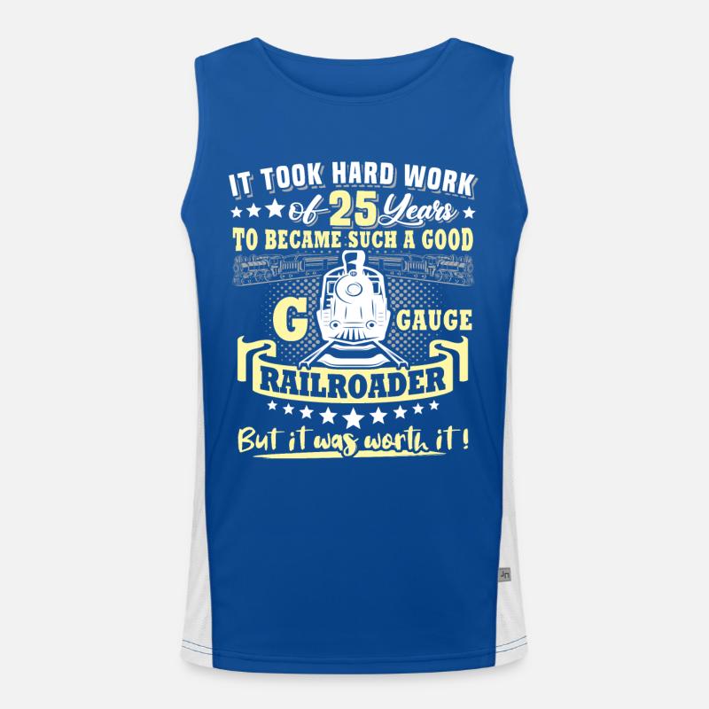 Gartenbahn 25. Geburtstag Garten Eisenbahn Spur G Funktionelles Kontrast-Tank Top für Männer 