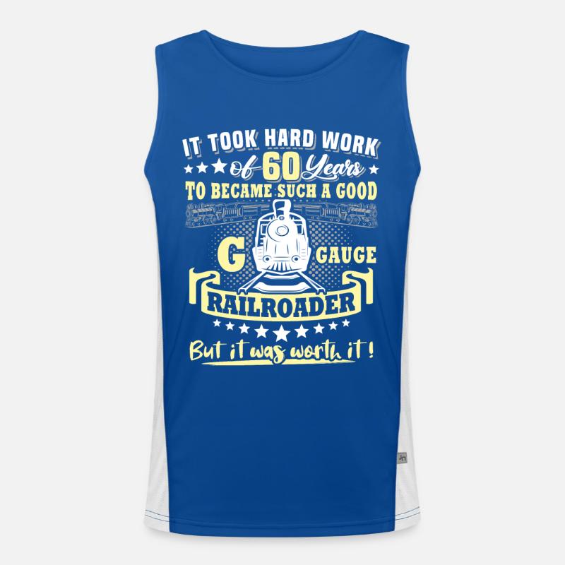 Gartenbahn 60. Geburtstag Garten Eisenbahn Spur G Funktionelles Kontrast-Tank Top für Männer 