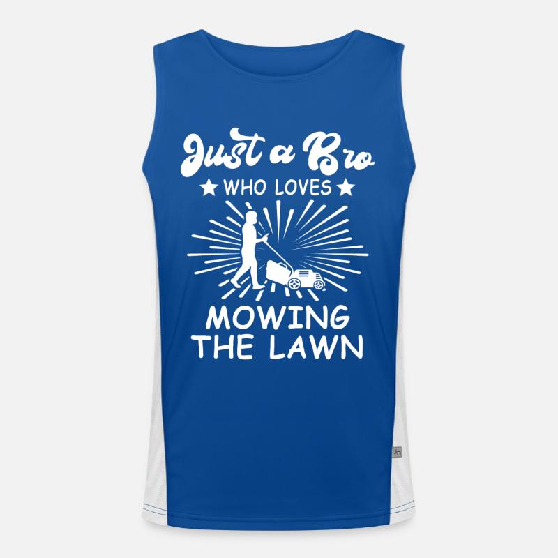 Rasenmäher Sprüche Funktionelles Kontrast-Tank Top für Männer 