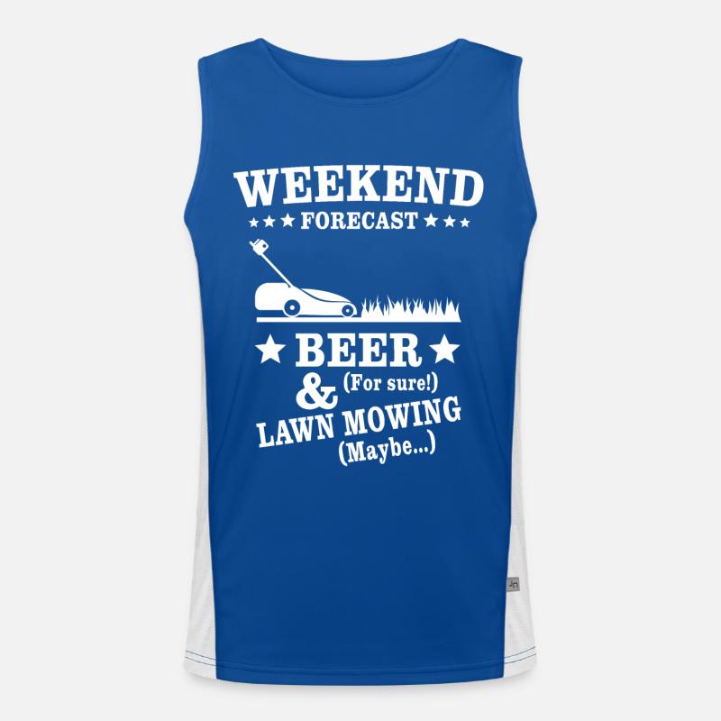 Rasenmäher Sprüche Funktionelles Kontrast-Tank Top für Männer 