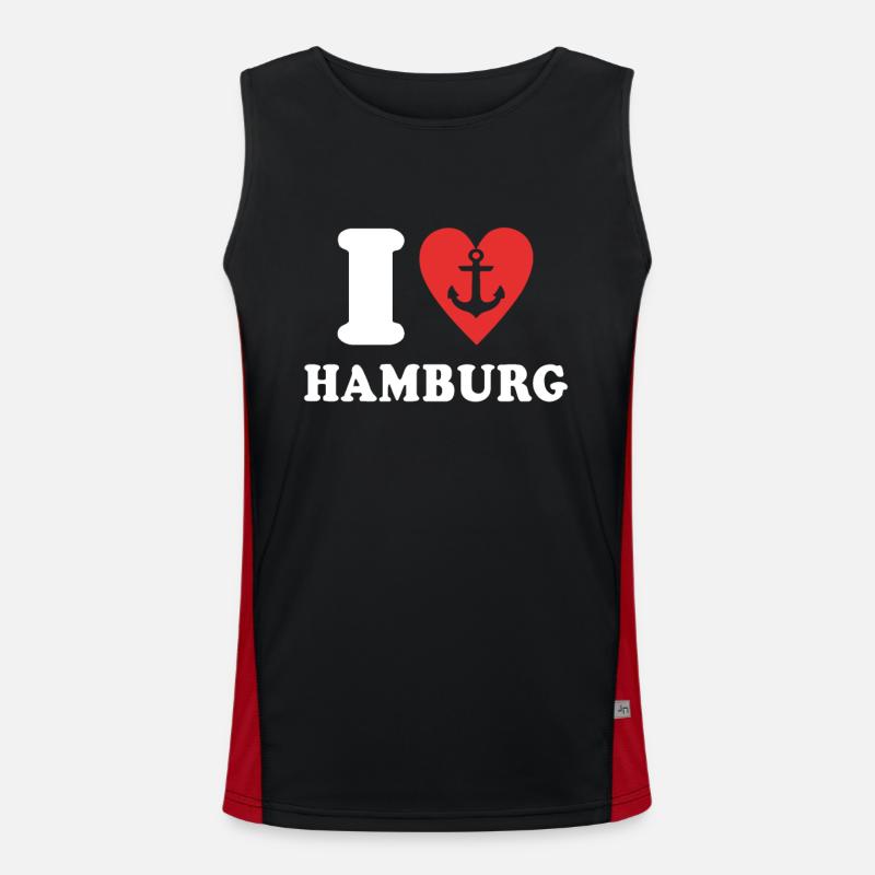 J’adore le hamburger Liebe de Hambourg Débardeur respirant contrasté Homme 