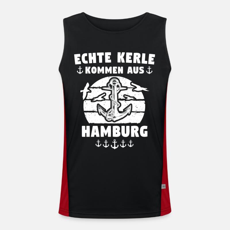 Hamburg Sprüche Hamburger Funktionelles Kontrast-Tank Top für Männer 
