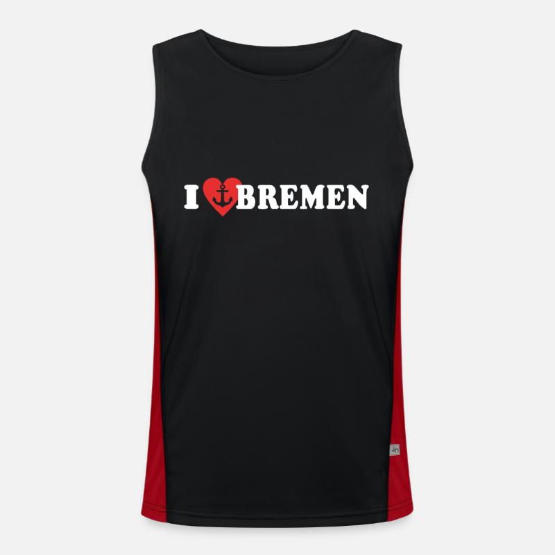 J’aime Brême Ich Liebe Brême Débardeur respirant contrasté Homme 