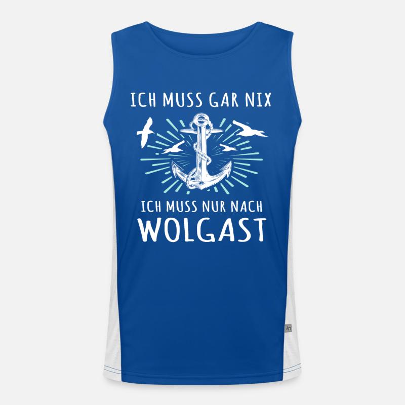 Wolgast Sprüche Funktionelles Kontrast-Tank Top für Männer 
