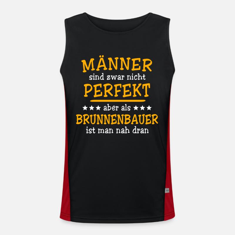 Brunnenbauer Sprüche Funktionelles Kontrast-Tank Top für Männer 