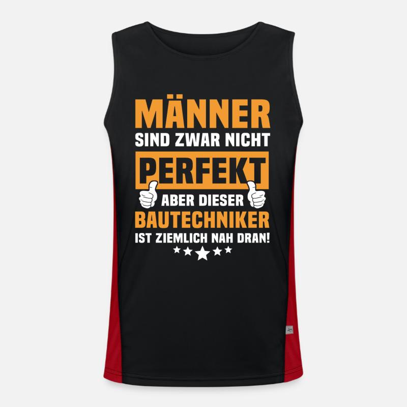 Lustige Bautechniker Sprüche Funktionelles Kontrast-Tank Top für Männer 