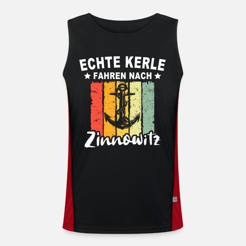 Zinnowitz Sprüche Funktionelles Kontrast-Tank Top für Männer 