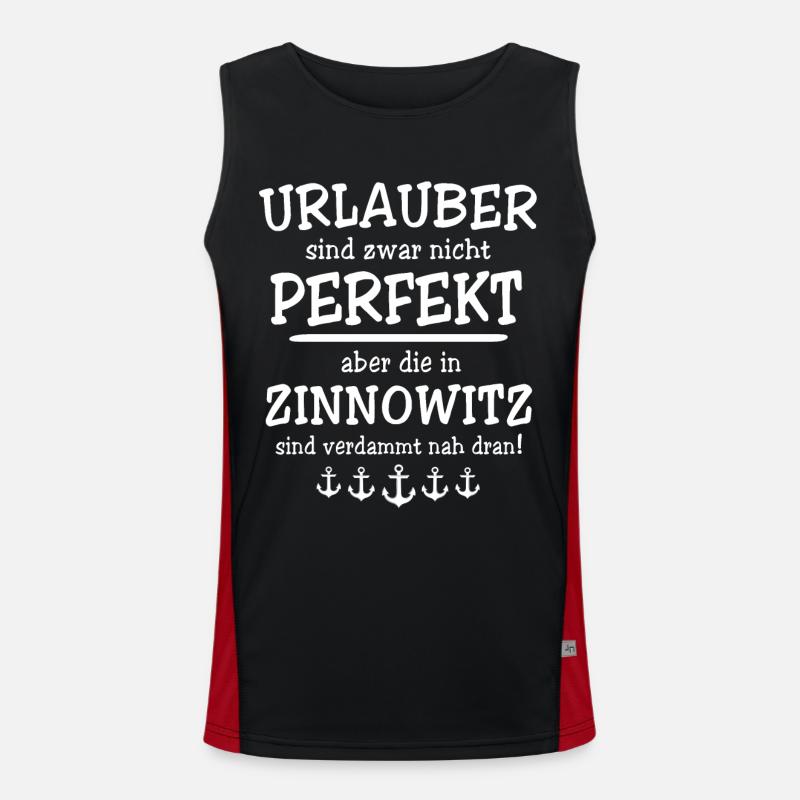 Zinnowitz Sprüche Funktionelles Kontrast-Tank Top für Männer 