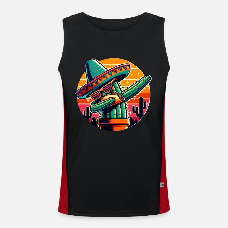 Dabbender Kaktus Funktionelles Kontrast-Tank Top für Männer 