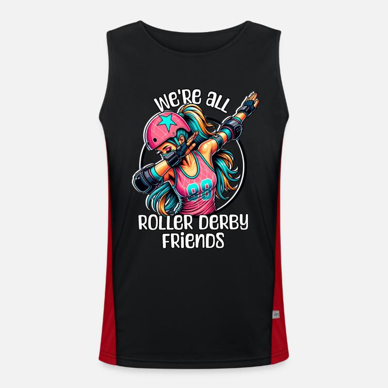 Roller Derby Sprüche Funktionelles Kontrast-Tank Top für Männer 