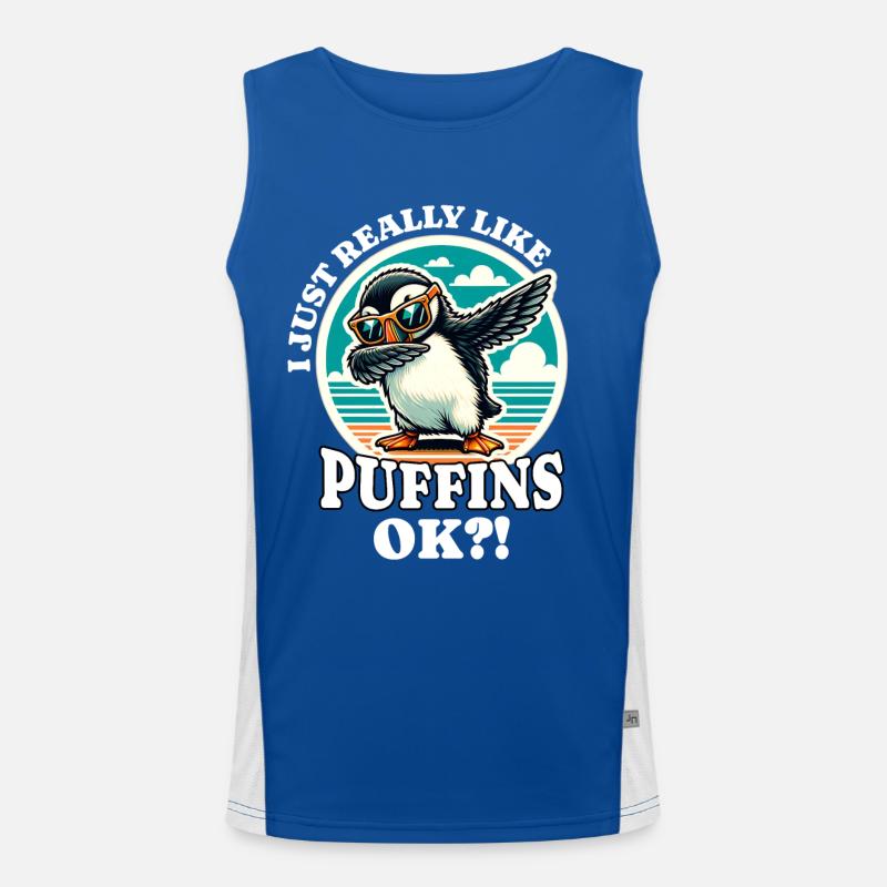 I Love Puffin Saying Men's Functional Contrast Tank Top 