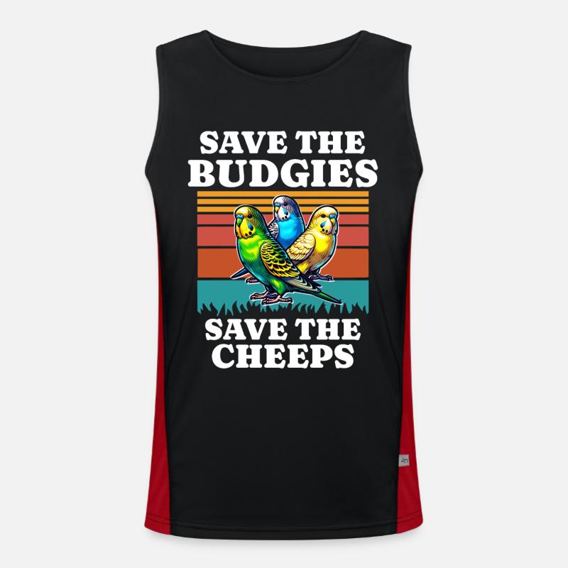 Save Budgerigar Budgie - Men's Functional Contrast Tank Top  - black/red
