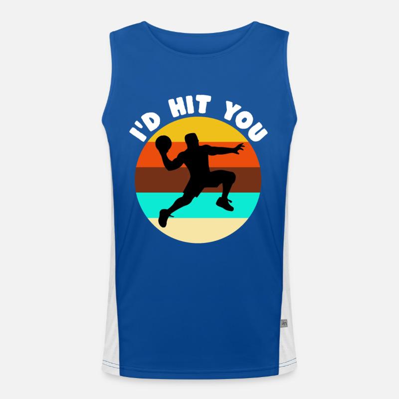 Dodgeball Sprüche Funktionelles Kontrast-Tank Top für Männer 