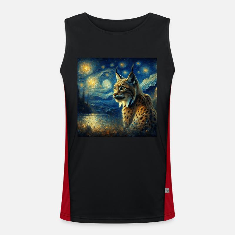 Iberischer Luchs Starry Night Funktionelles Kontrast-Tank Top für Männer 