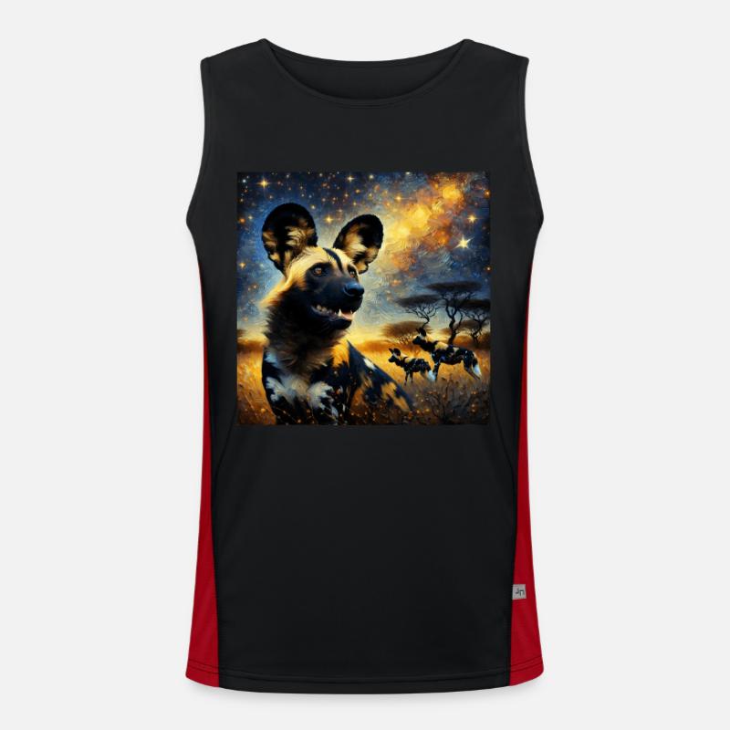 Afrikanischer Wildhund Starry Night Funktionelles Kontrast-Tank Top für Männer 