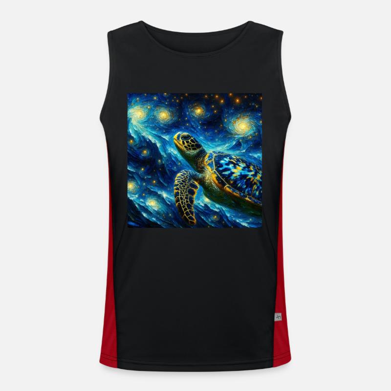 Hawksbill turtle Starry Night - Men's Functional Contrast Tank Top  - black/red