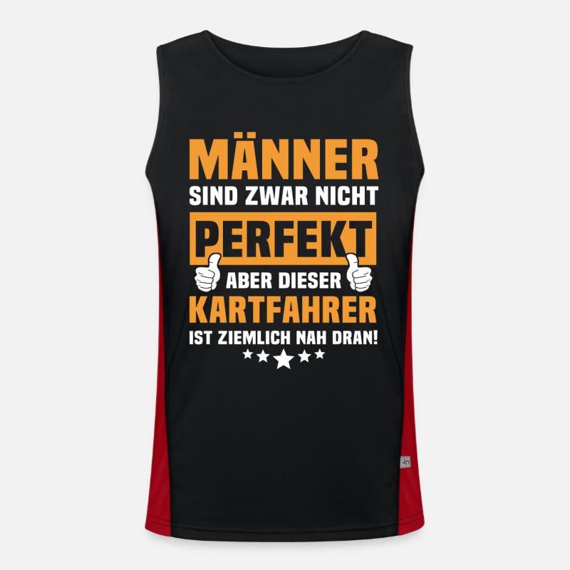 Lustige Kartfahrer Sprüche Funktionelles Kontrast-Tank Top für Männer 
