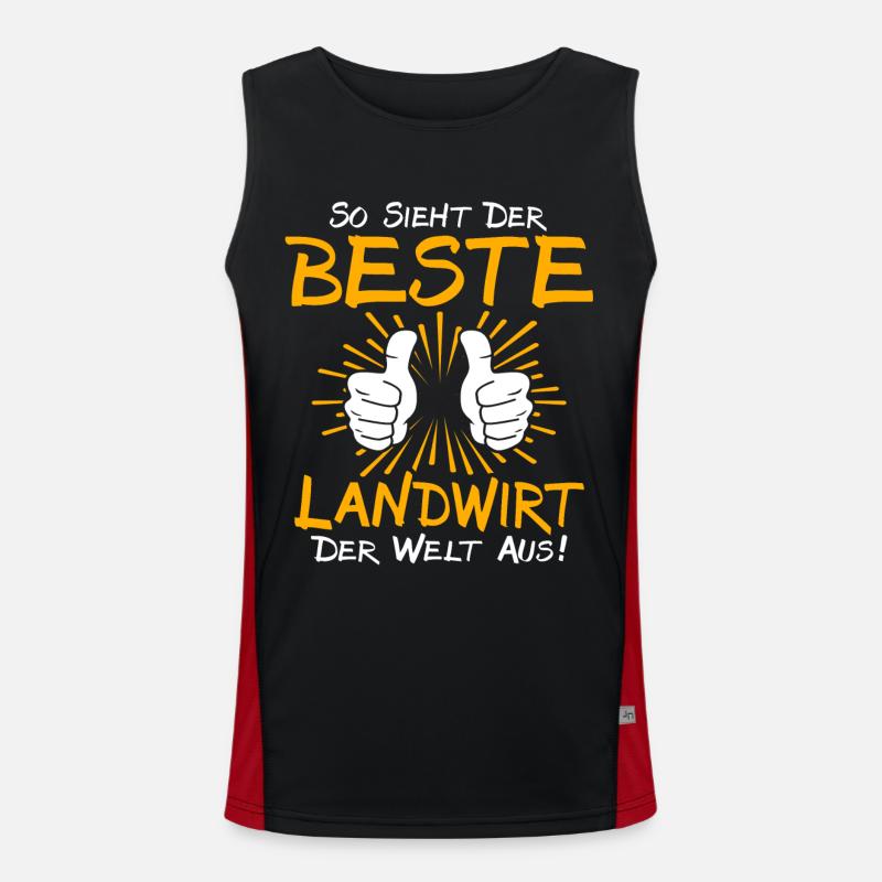Farmer Gift Idea - Men's Functional Contrast Tank Top  - black/red